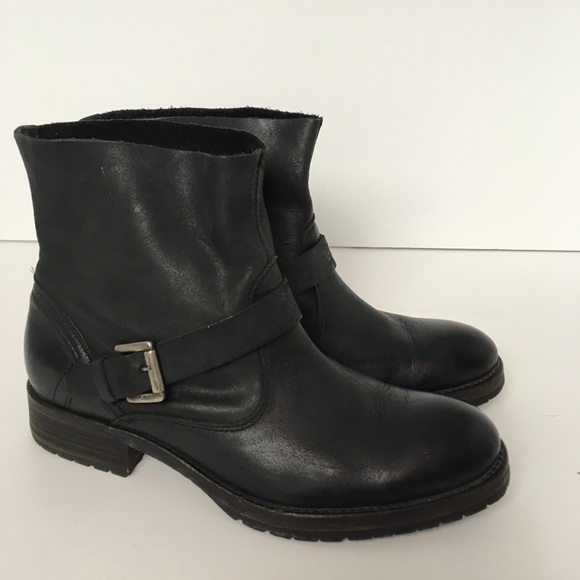hinge Shoes - Hinge Moto Ankle Boots Womens 7.5 Black Leather